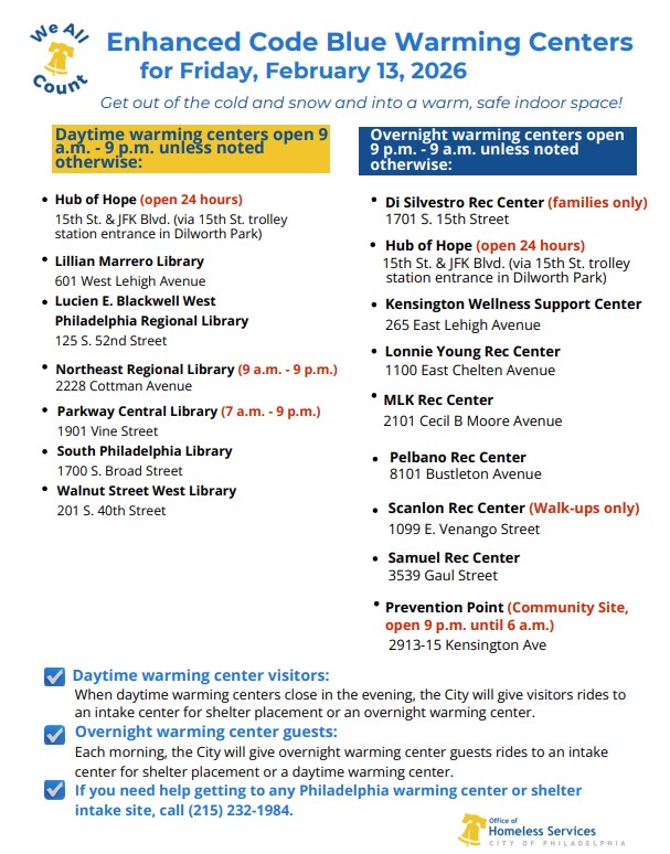 Feb 13 Warming Centers